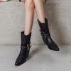 Fashion New Autumn Winter Split Leather Women Boots Fashion Belt Buckle Western Boots for Women Thick Heel Short Boots Height Increasing