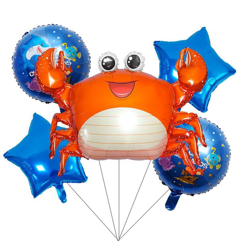 Marine Animal-themed Aluminum Film Spherical Balloon Party Decoration Pentagram Crab Shark Lantern Fish Whale Aluminum Film Balloon Set
