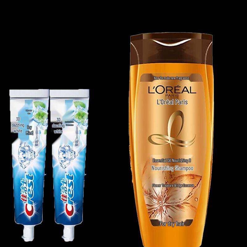

Crest 3D White Toothpaste & Essential Oil Shampoo Bundle