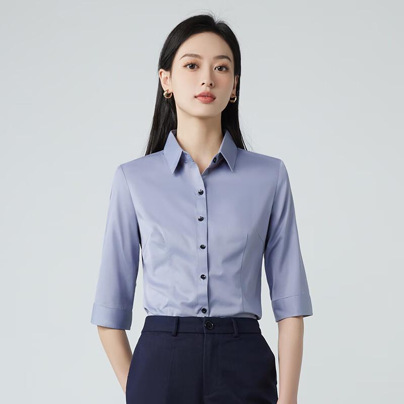 Troloman Women s 3/4 Sleeve Wrinkle-Free Professional Shirt L