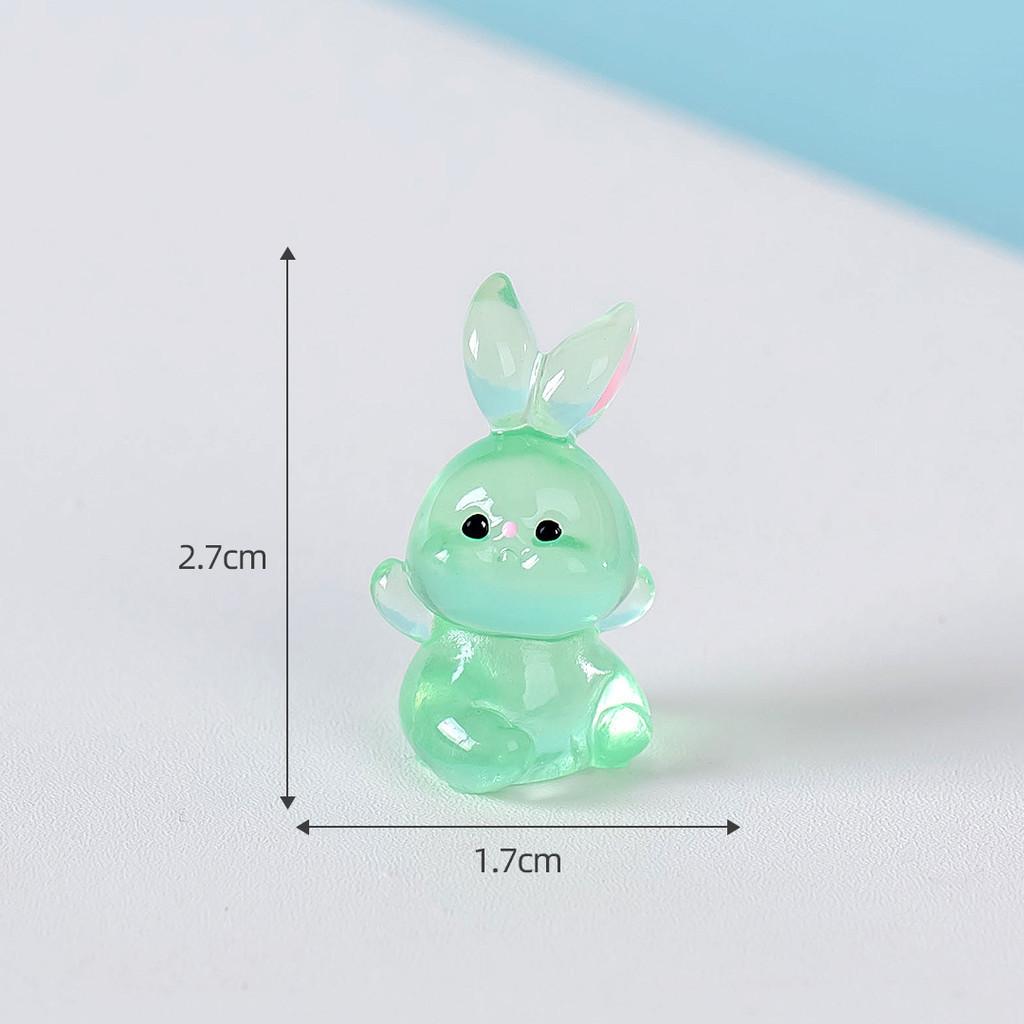 Adorable Cartoon Glow-in-the-dark Resin Rabbit Decorative Figurine For Desk зелёный