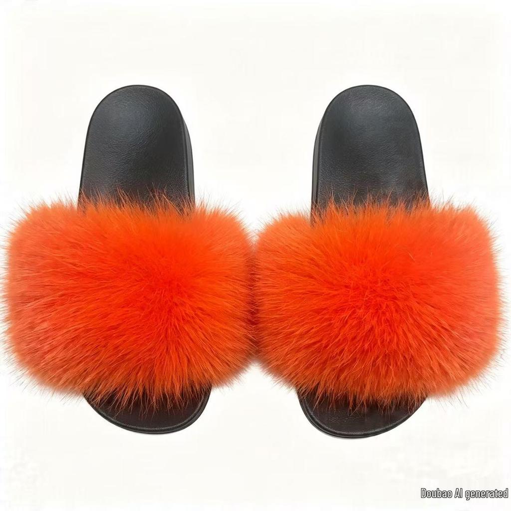 2026 Korean Summer Women's Fashion Slippers: Comfortable, Non-slip, Single Strap, Furry, Casual, Outdoor Wear.