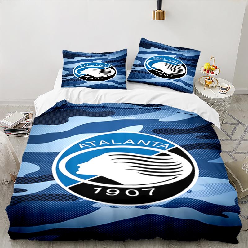 3PCS Football Atalanta Bedding set,Ideal For1pc Duvet Cover And 2pcs Pillowcases Perfect for Christmas gift,Ideal for Bedroom, Dormitory