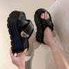 Fashion Summer Chunky Sandals Women's Thick Bottom Wedge Heels Slides 8CM High Heels Platform Leather Casual Beach Flip Flops Woman