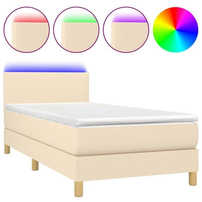 Maison Exclusive - Sommier à lattes de lit avec matelas LED Crème 80x200 cm Tissu