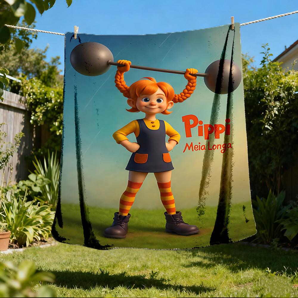 

1pc Pippi Longstocking Outdoor Flannel Blanket for Girls Soft, Lightweight Throw Perfect for Camping, and Gifting, Digital 80x120cm