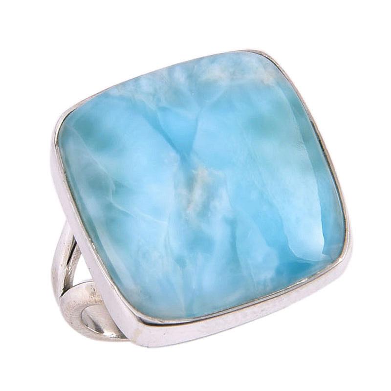 Natural Republic Pierre précieuse Larimar Argent sterling massif 925 Bague cadeau S.7 F9O37