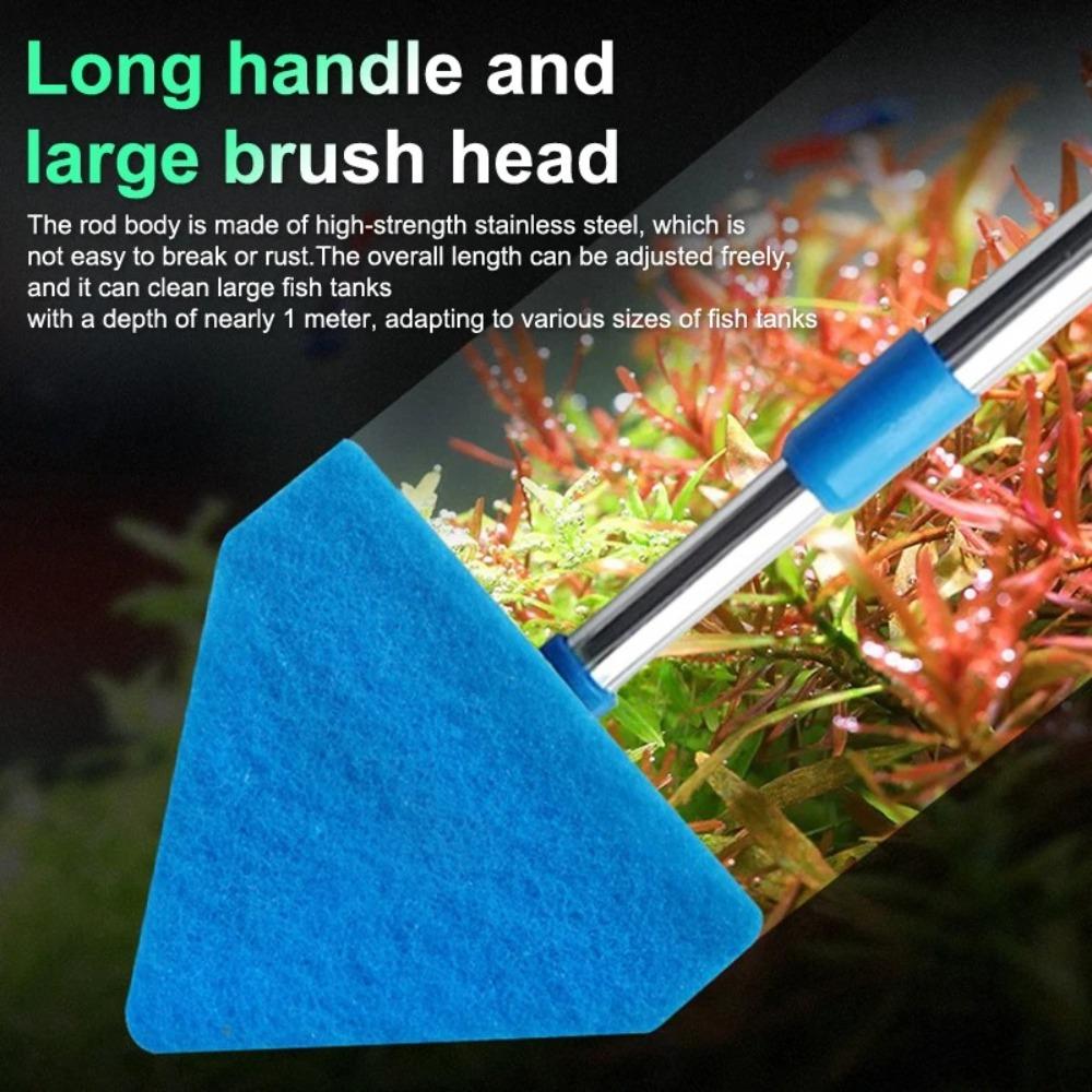 Gifts Long-handled Fish Tank Brush Double-Sided Adjustable Fish Tank Sponge Brush Retractable Sponge Cleaning Brushs
