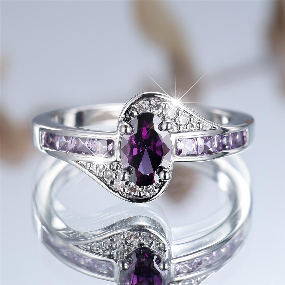 

Cute Female Purple Zircon Stone Ring Silver Color Engagement Charm Wedding Jewelry For Women 12