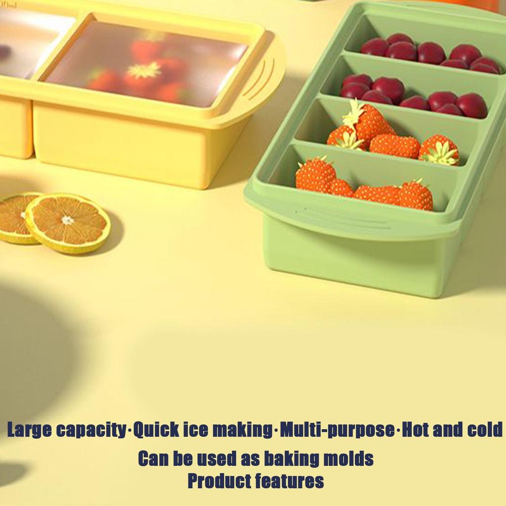 4 Kuber Jätteförvaring För Mat Måltid Sås Med Lock Silikon Frysfack Extra Stor Soppa Isbricka Matfrysningsform