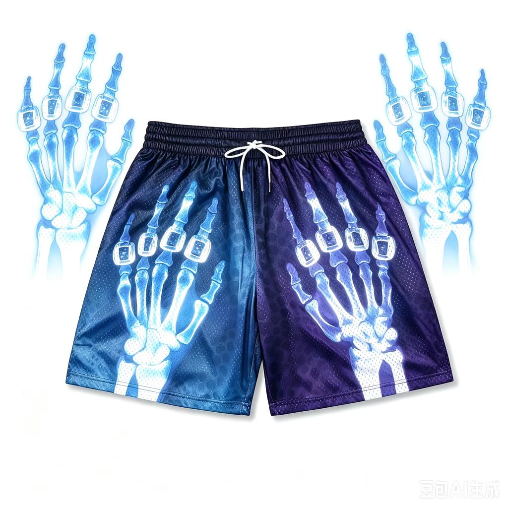 Summer New Style Shorts 3DPrint X-ray Pattern of Hand Bones Street Casual Fashion Comfortable Breathable Lightweight Shorts