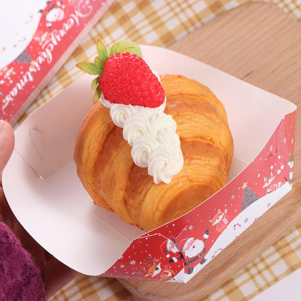 20 Stück Kreatives Weihnachtspapier-Lebensmitteltablett Papier Rechteckig Einweg-Papiertablett Frohe Weihnachten Praktisch