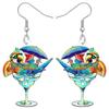 New Fashion Turkey Halloween Rainbow Magic Pumpkin Parrot Ghost Skull Pendant Earrings Acrylic Party Jewelry