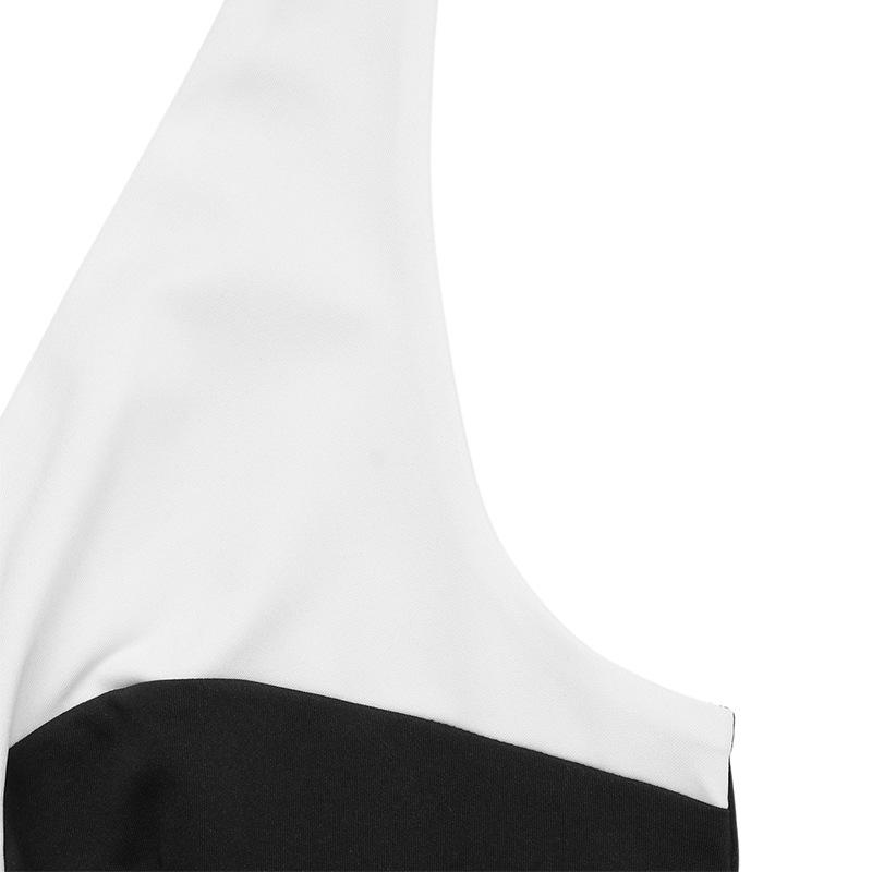 VEZFAA Women's Fashiaon Casual Summer Spring Colour Block Print Sleeveless V-Neck High Waist Trousers Jumpsuits & Rompers