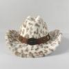 Chapeau de Cowboy en Fourrure de Lapin Imprimé Léopard 7,5 cm Fedora Western Cowboy Chapeau Panama Mode Voyage Fête Chapeau de Cowboy Chaud pour Hommes et Femmes