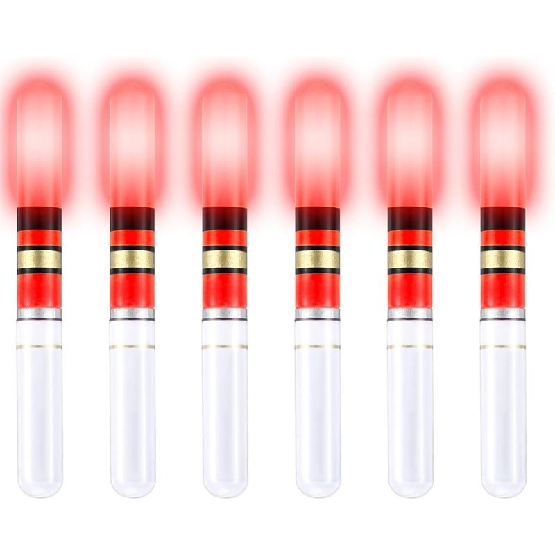 6lots Night Fishing LED Glowing Stick, Waterproof Luminescent Floating Tail Light, Portables Fishing Tackle Accessories