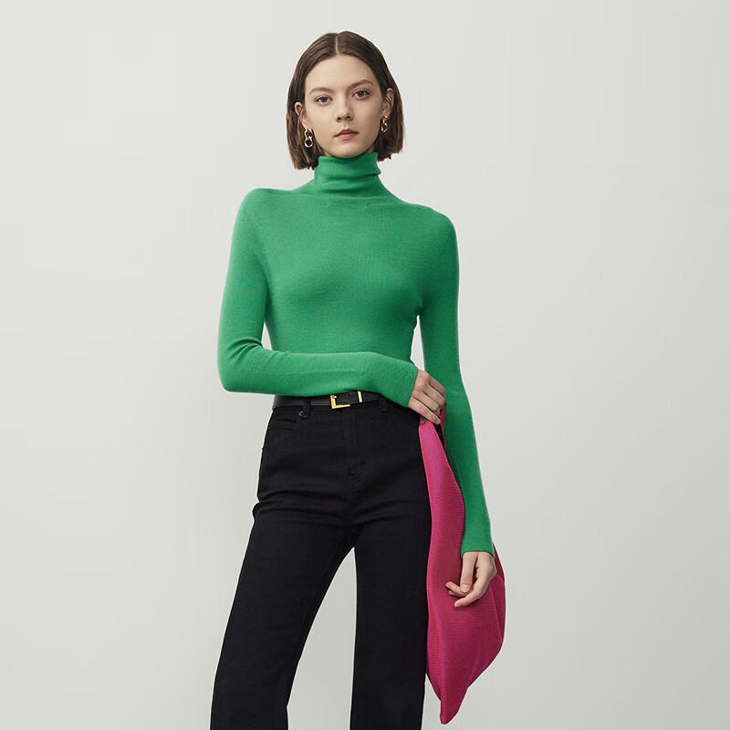 LANCY Pure Wool High-Neck Knit Sweater