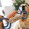 Langlebiges Baumwollmischungs-Hundeseil-Kauspielzeug mit Doppelring, Bissfest, zum Zerrspiel, Interaktives Kauspielzeug für kleine Hunde, Training, Spiel