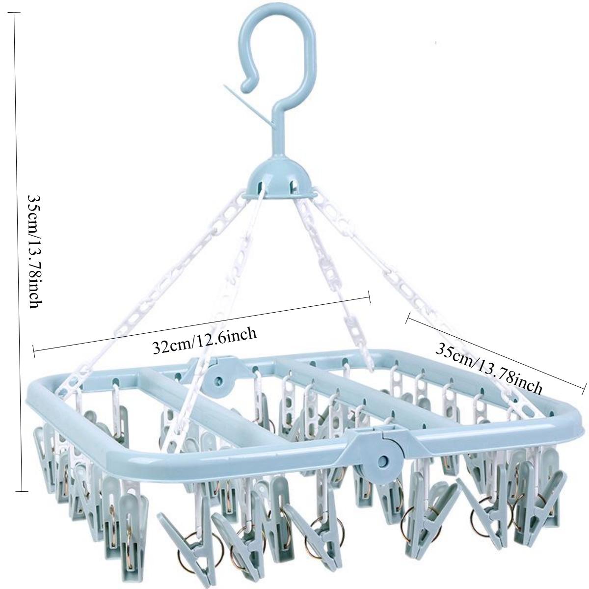 

Багатофункціональні стійки для сушіння білизни на 36 затискачів Стелаж для шкарпеток Чарівні складні вішалки Пластикові вішалки синій