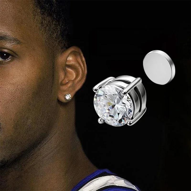 1/3Pairs Magnetic Stud Earrings Men and Women Black CZ Magnet Non-piercing Clip Earring Round Magnet Earring Without Piercing