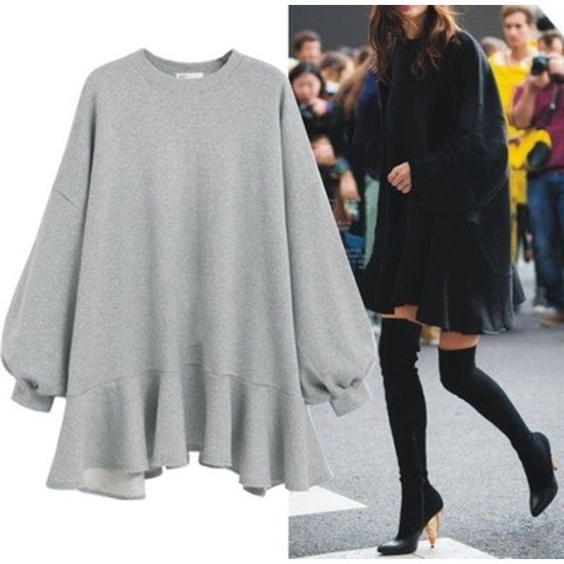 

Pregnant Women Mid-Length Dress Loose Oversize Women s Clothing Apricot color XXL