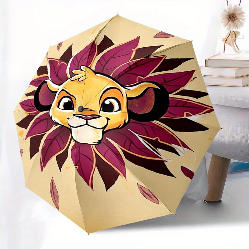 Lion King, Simba Themed Automatic opening and closing folding umbrella, 8-rib windproof, compact travel design, suitable for all occasion |