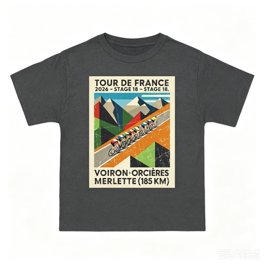 Tour De France 2026 Stage 18 Voiron Orciresmerlette Tshirt 2026 Summer Unisex Unisex Cotton Oversized Tshirt Streetwear Y2K