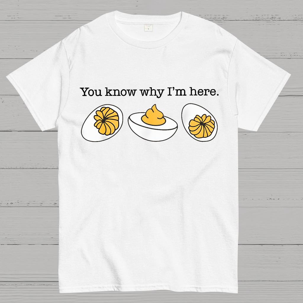 Retro Thanksgiving Dinner You Know Why I'm Here Deviled Egg Cotton Summer Casual Cool Loose T-Shirt