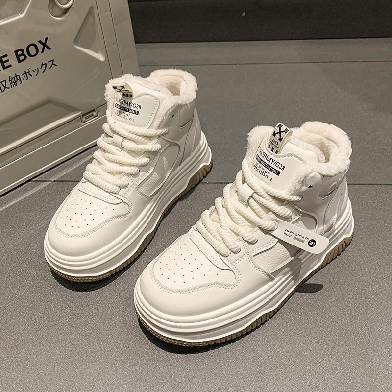 High-top shoes winter velvet warm large cotton shoes thick baseplate shoes casual sports shoes snow boots