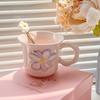 Ins Style High Value Flower Mug Girls Office Ceramic Drinking Cup Korean Coffee Cup Milk Cup