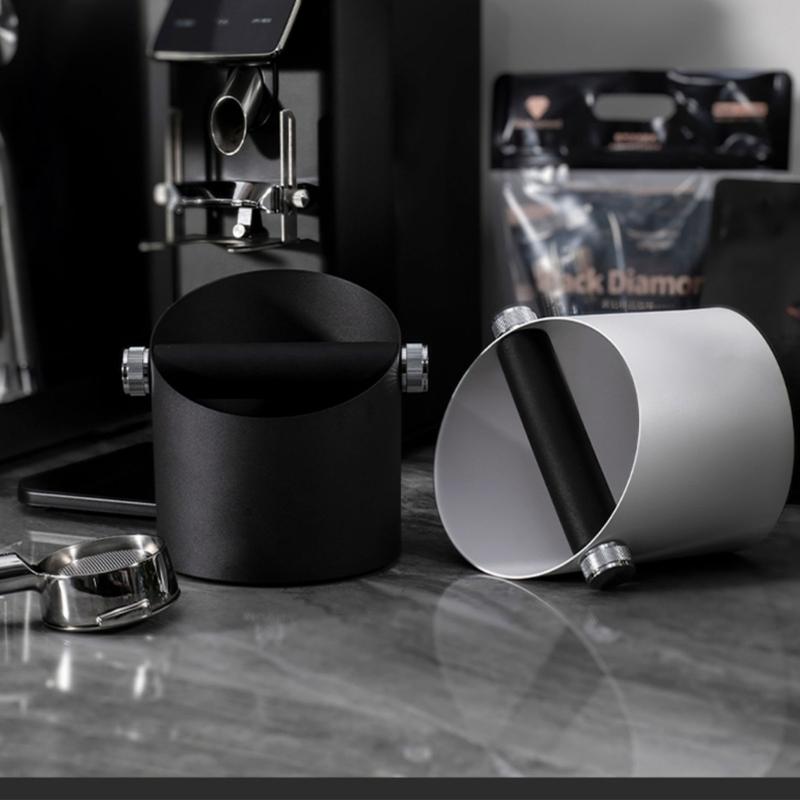 Coffee Knock Box Stainless Steel Shock Absorbent Espresso Knock Box Coffee Grind Dump Bin with Nonslip Base Accessories
