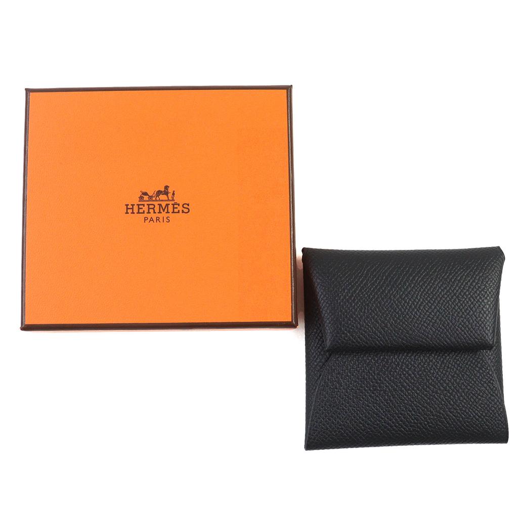 Pristine HERMES Coin case Bastia Coin Pocket black Epsom Leather Women Used