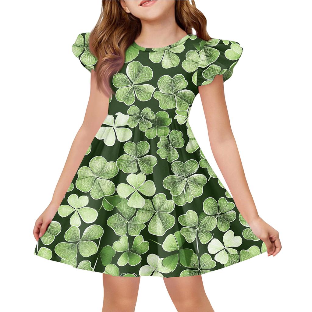 Girls' Summer Princess Dress - A-Line T-Shirt Dress St. Patrick's Day