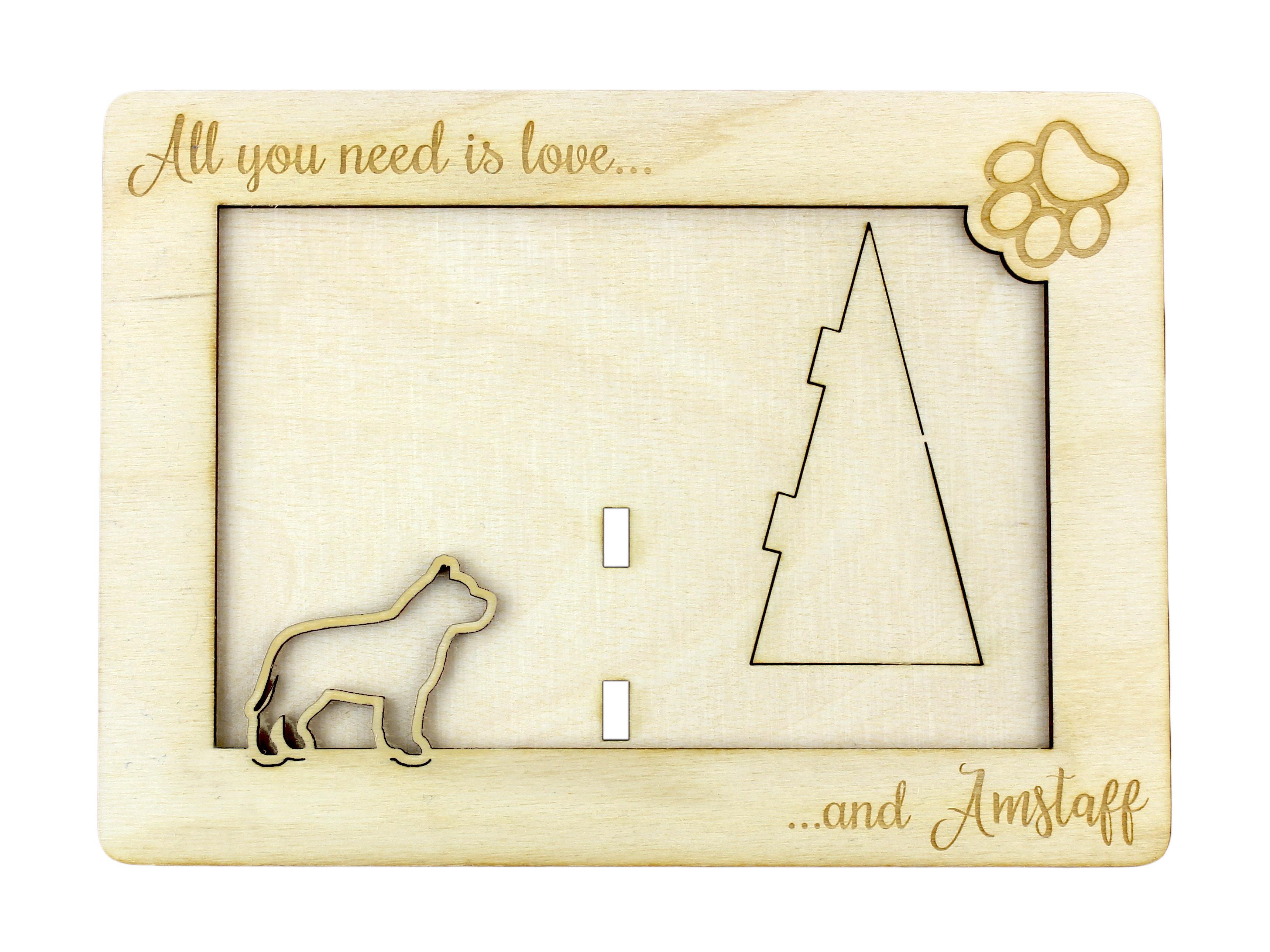 

American Staffordshire Terrier, Amstaff - Photo frame, engraved wooden frame, a lovely gadget for the dog lover by Art-Dog