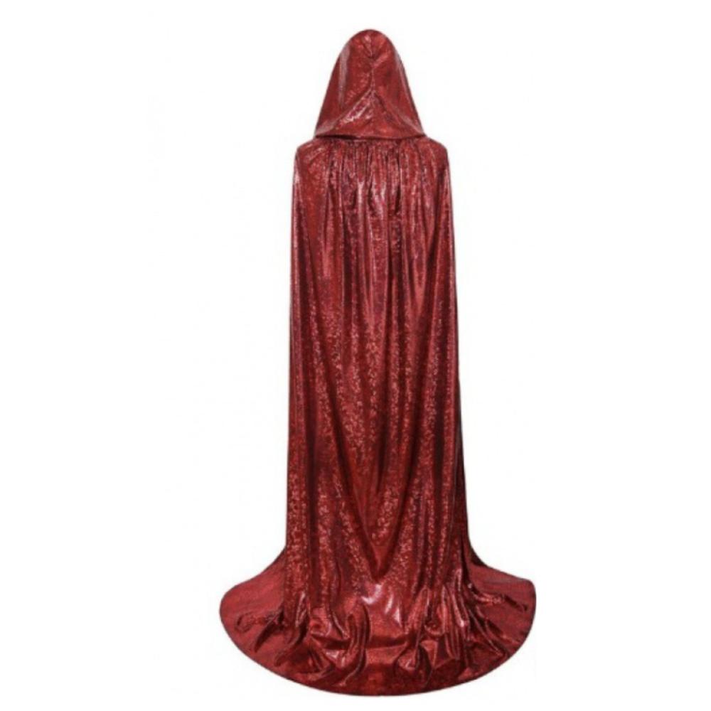 Wizard Halloween Cloak Gown Shiny Witch Cape Funny Hooded Ponchos  Adult Kids