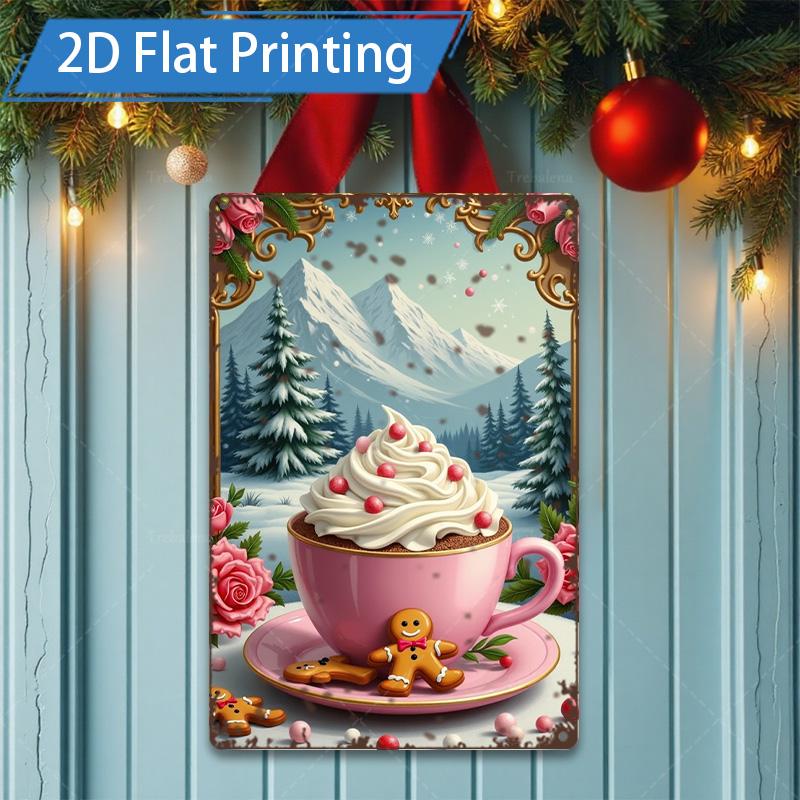 D FLAT pc Metal Sign D Flat Printed Santa Christmas Metal Wall Art Decor 20x30cm(7.8x11.8inch)