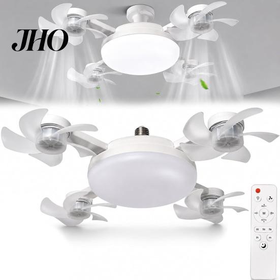 Ventilatore da Soffitto con Luce 3/4/5 Pale e Telecomando, 2-in-1 LED Silenzioso tipo Drone per Ventilazione Soggiorno, Pale Pieghevoli, 3 Velocità Dimmerabile, Attacco E27 per