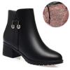 Women's Soft Leather Ankle Thick Heel Short Boots Casual Autumn Winter Thick  Shoes New  Korean Style Fashion Mom Boots