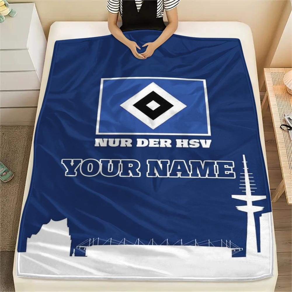 1PC Custom Name Hamburger SV Patterned Flannel Blanket Suitable For All Seasons for Home Decor Warmth and Comfort Gifts Holiday Present