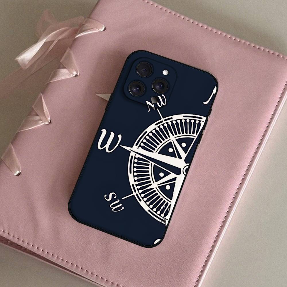 Fashion Vintage Compass Black Phone Case That Fits For IPhone 17,16,15,11,13,14 Pro Max,Plus,X,Xr,Xs Max,13Mini