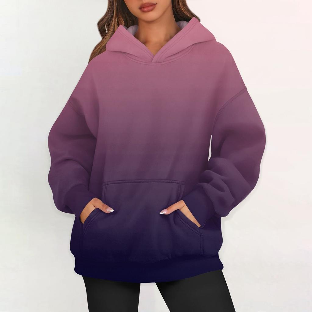 Dámské nadměrné mikiny s fleecovou kapucí, pulovry s dlouhým rukávem, outfity s kapsou