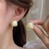 White Beige Enamel Trapezoidal Women's Stud Earrings Gold Color Metal Side Elegant Wedding Ear Jewelry 2026 New In Brincos