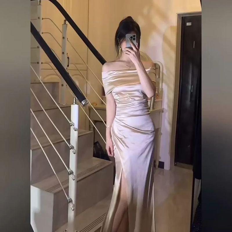 Xiaoke Wiwi Temperament Dress Women Split Sexy Birthday Party Engagement Evening Dress Coming of Age Ceremony Guest Dresses