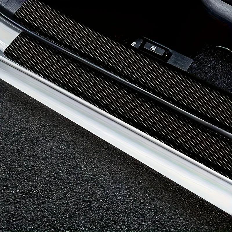 4 Pcs/Set Car Door Sill Protectors, Anti Scratch Carbon Fiber Auto Threshold Cover Strips,  Car Accessories (Black 3D)
