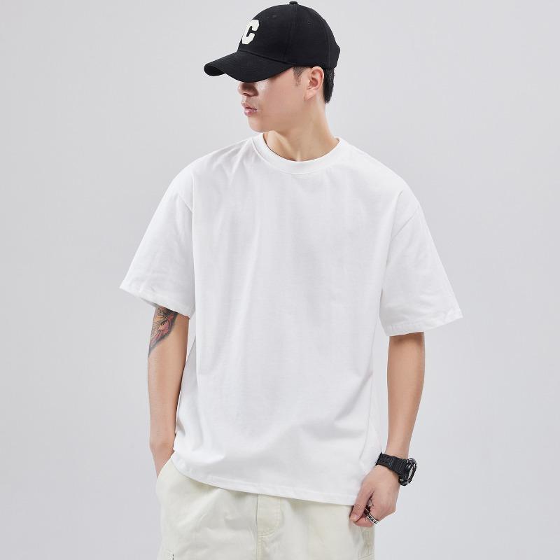 Men Color Block Drop Shoulder Short Sleeve T Shirt Casual Loose Fit Summer Top