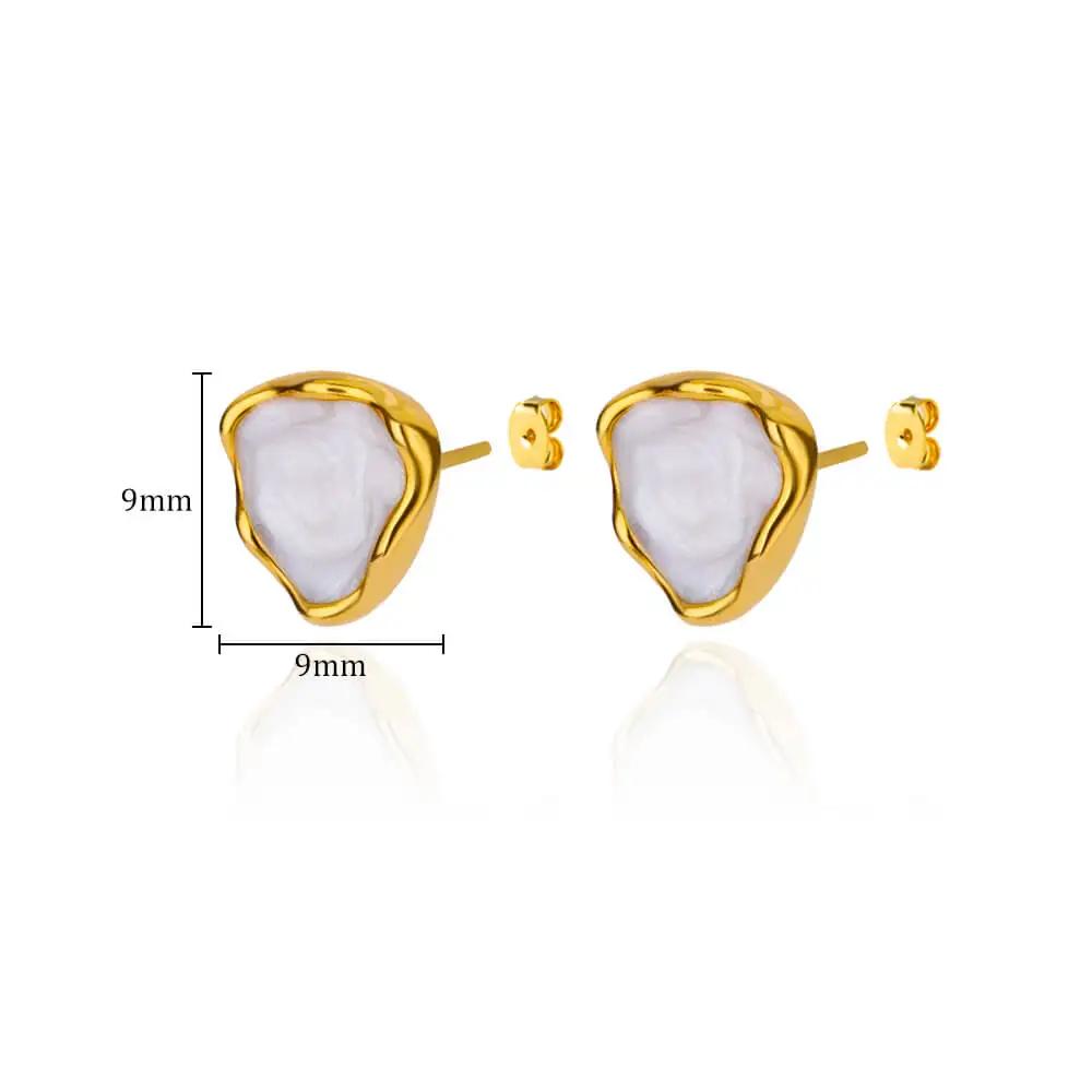 Stainless Steel Enamel White Heart Earring for Women Minimalist Gold Color Stud Earrings Waterproof Vacation Charm Zircon Gifts