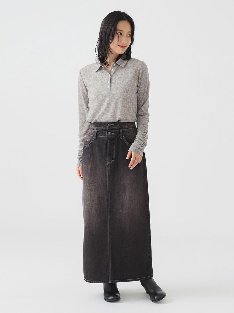 B:MING LIFE STORE by BEAMS Overdyed Denim Skirt (S-M) Women's Black Medium