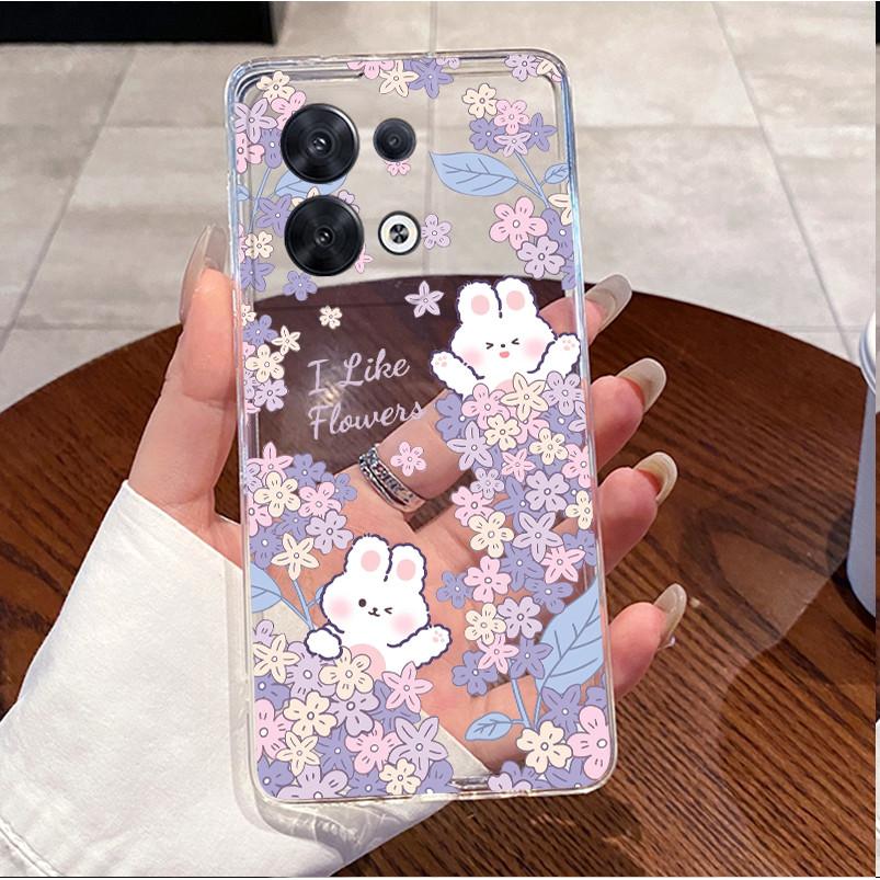 For Oppo Reno8 5G Case Oppo Reno 8 Pro Phone Case Luxury Cute Love Heart Rabbit Funny Clear Soft TPU Silicone Back Cover Bumper