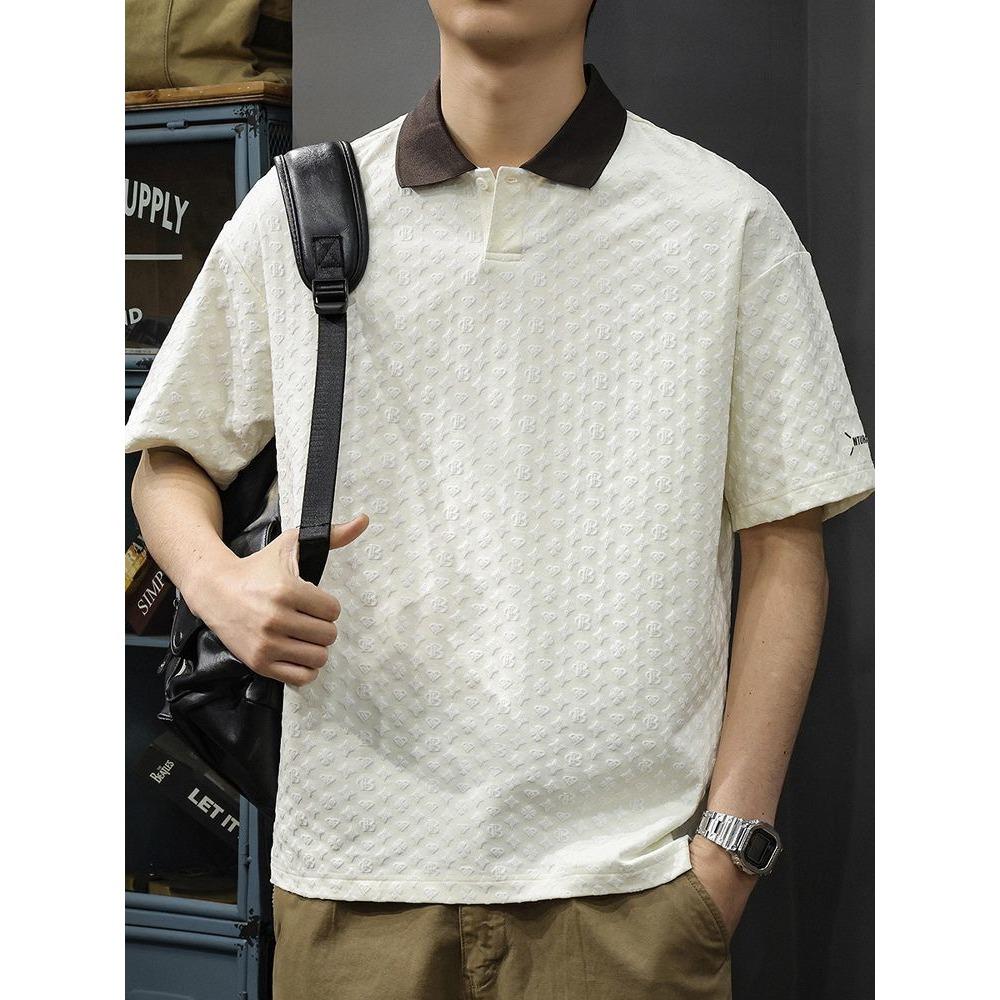 Minimally Designed Summer Top New Men's Polo Lapel Short Sleeved Loose Men's Short Sleeved Top