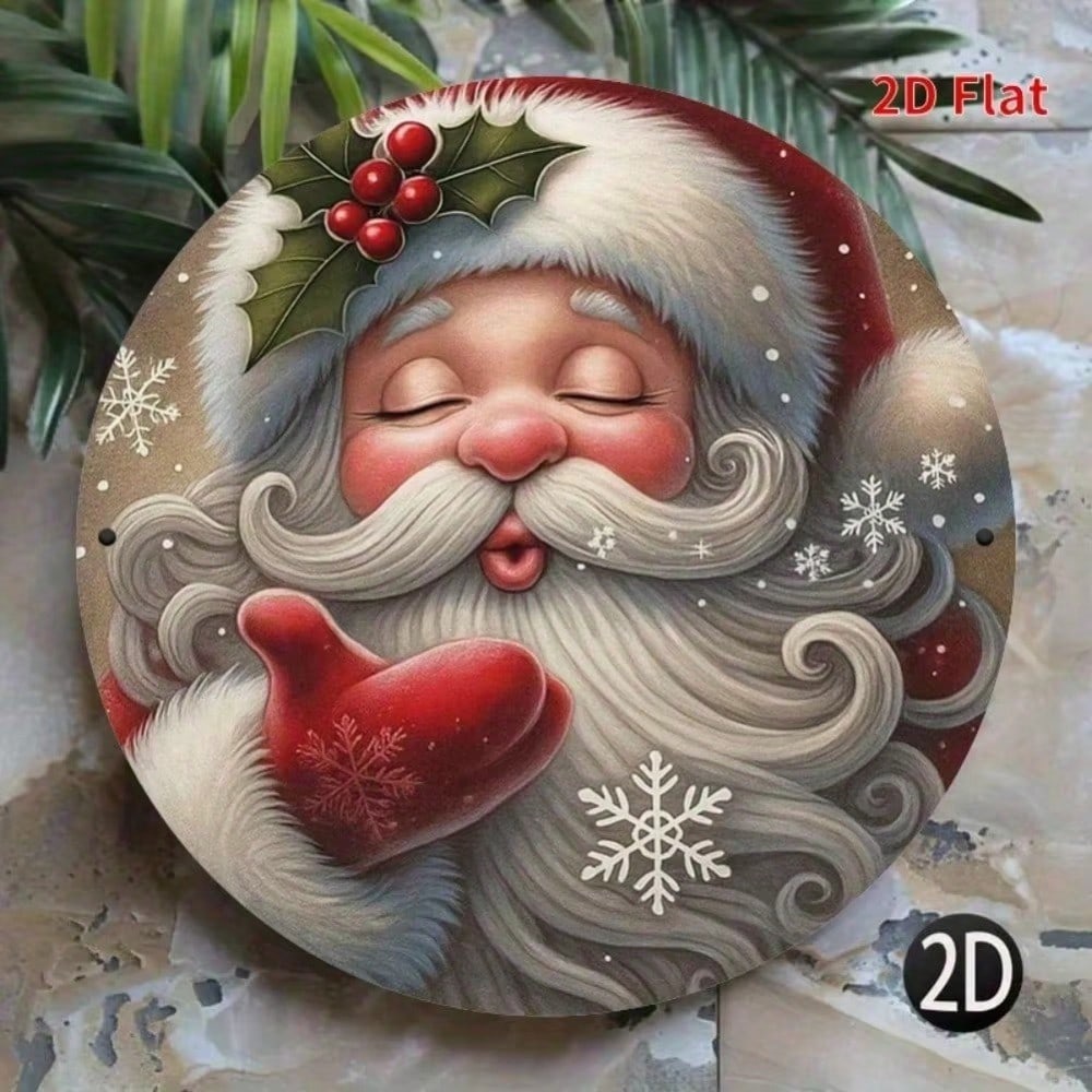 1PC Flat Printed Santa Claus Wall Sticker, Christmas Peel & Stick Holiday Home Decor For Door Room Party